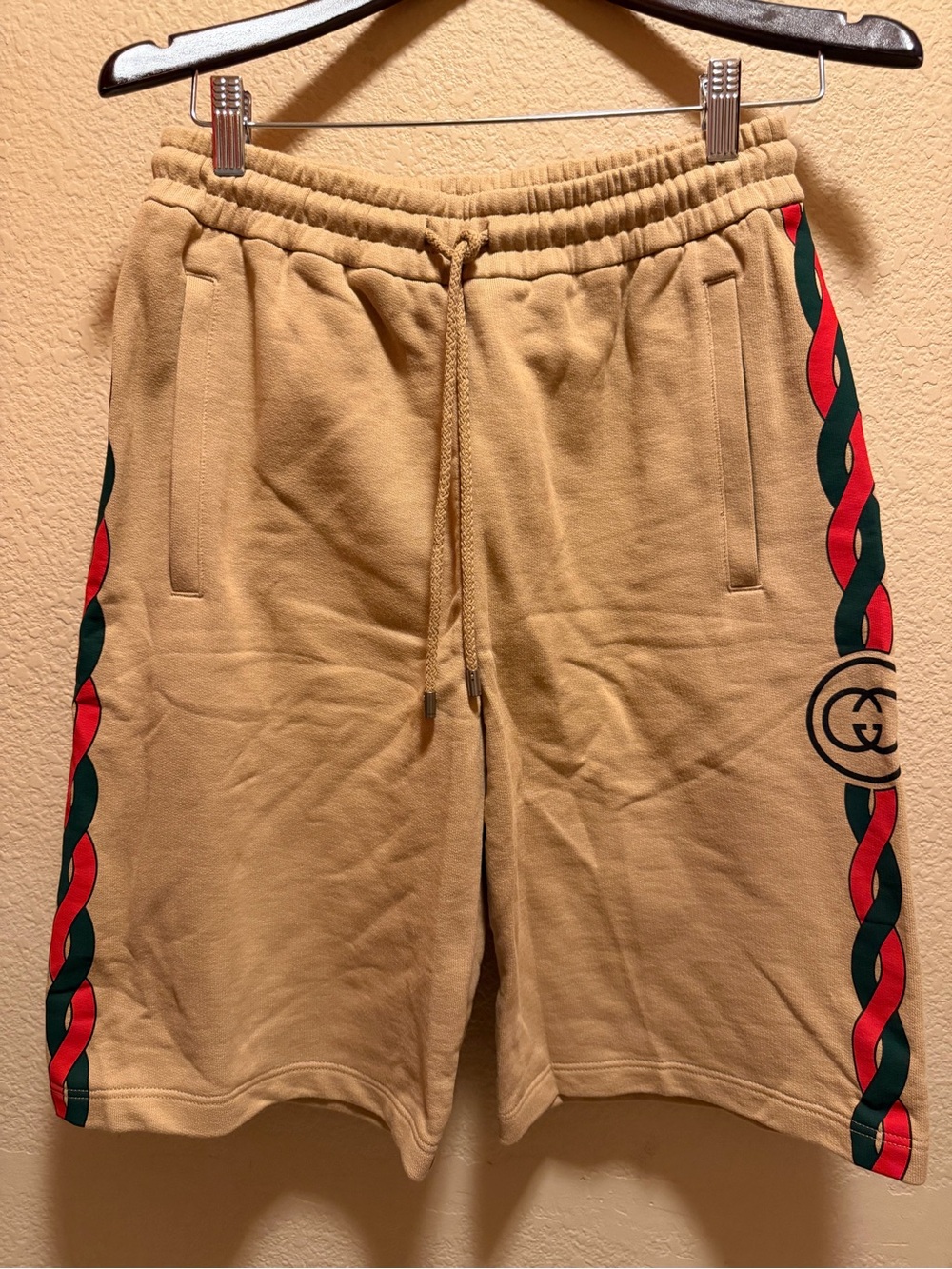 New Gucci GG Logo Shorts Tan Size XS Waist 28 - 32